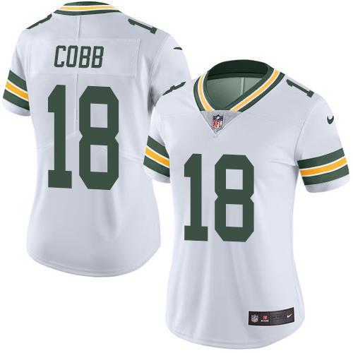 Women's Green Bay Packers #18 Randall Cobb White Vapor Untouchable Limited Stitched Jersey(Run Small)